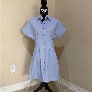 Chic Blue Striped Mini Dress